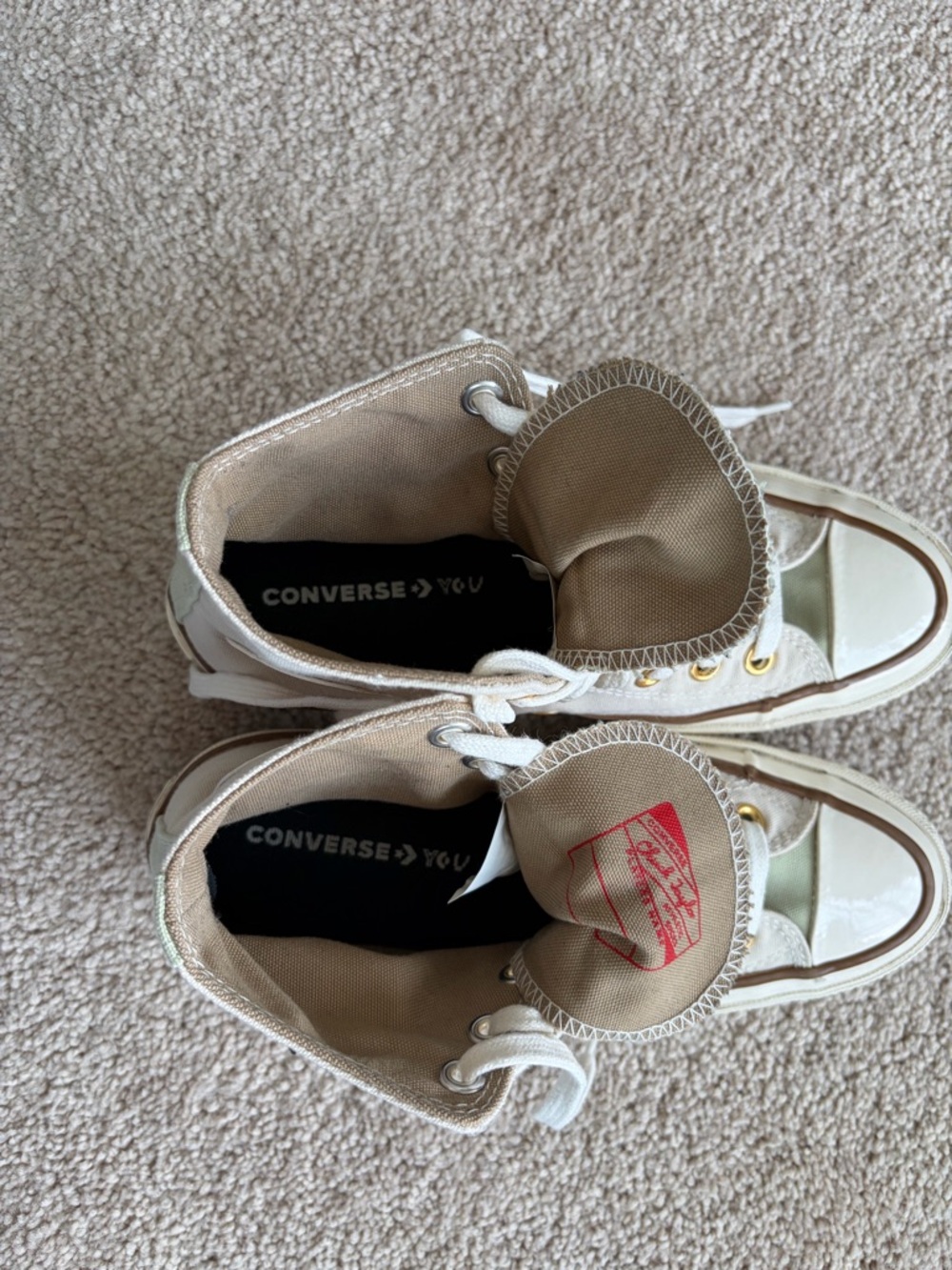 Custom Converse All Star Sneakers in off-white with Sage Green Accents - Picture 7 of 8